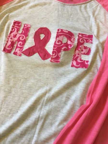 Hope Shirt, Ribbon, Breast Cancer Awareness Shirt, Applique shirt, Cute shirt, Monogram Shirt